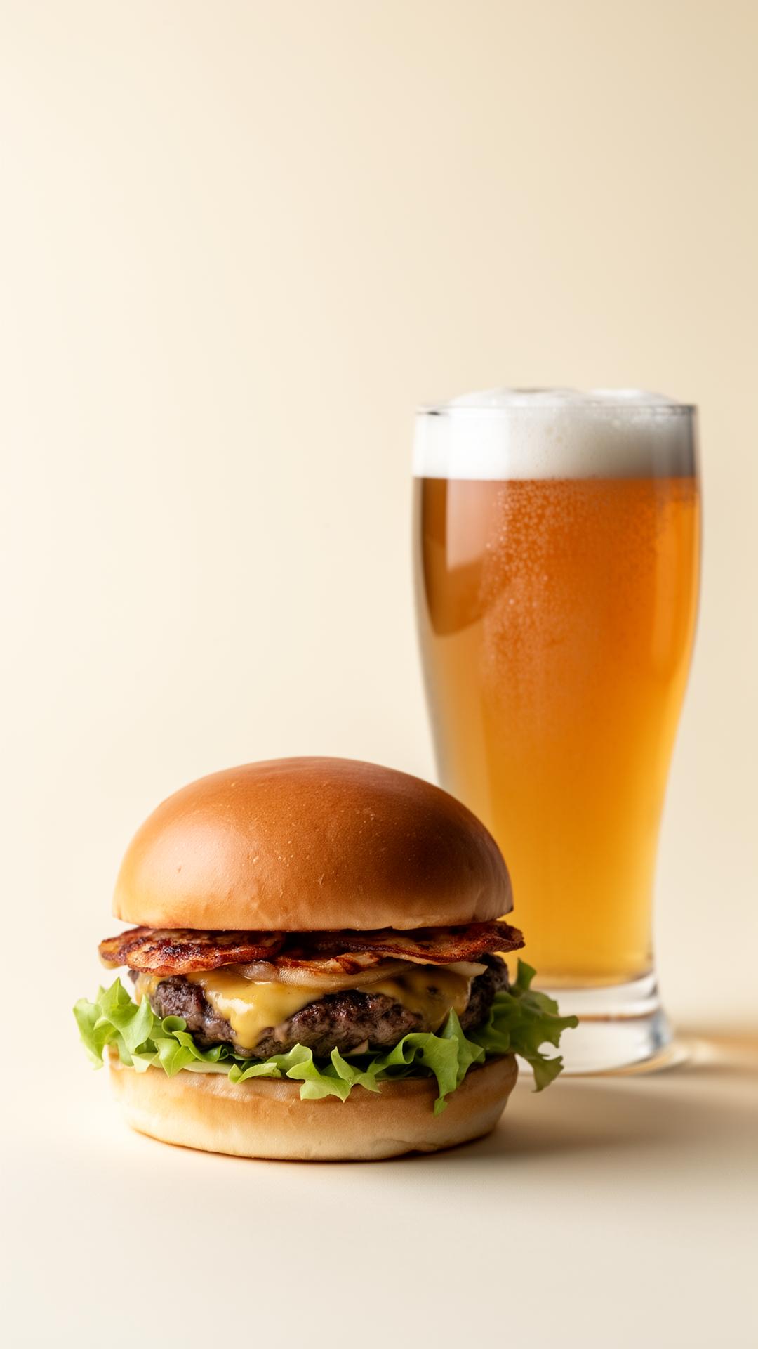 Hambúrguer artesanal com cerveja